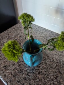 Filler stems criss-crossed in vase